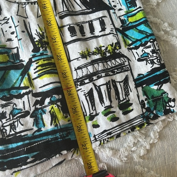 100% Linen LANTANA CASUALS Artsy Abstract Print Button Down | L - Picture 8 of 9